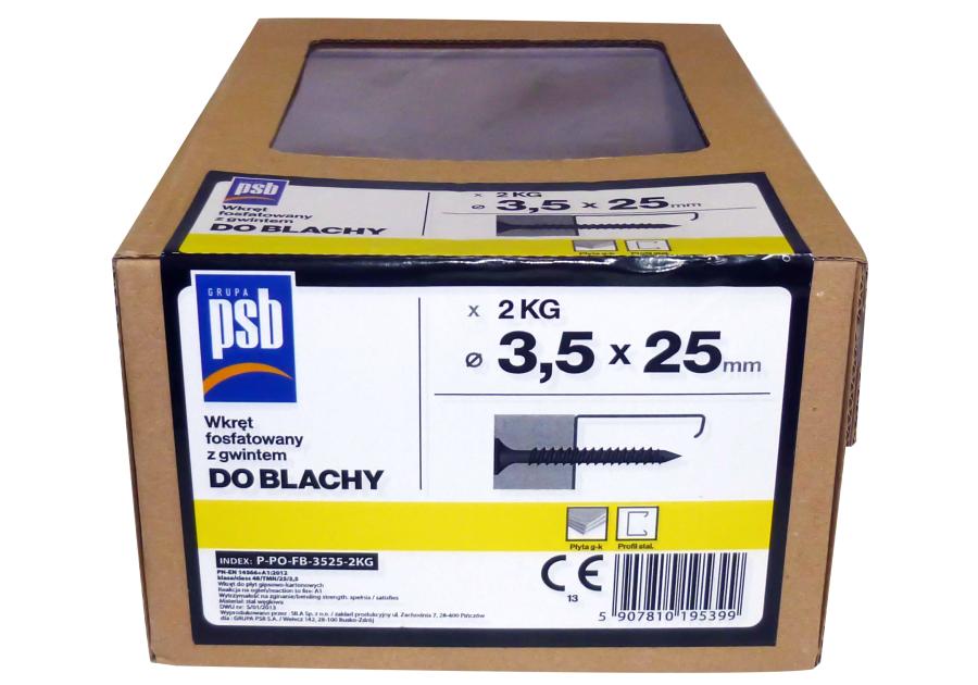 Zdjęcie: Wkręt fosfatowany do blachy 3,5x25 mm - 2 kg SILA