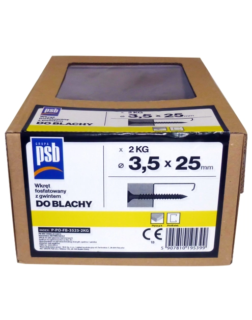 Zdjęcie: Wkręt fosfatowany do blachy 3,5x25 mm - 2 kg SILA