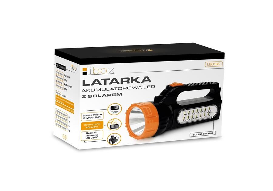 Zdjęcie: Latarka akumulatorowa LED 1.5W z ładowaniem solarnym i światłem bocznym 2.1W LB0169 LIBOX