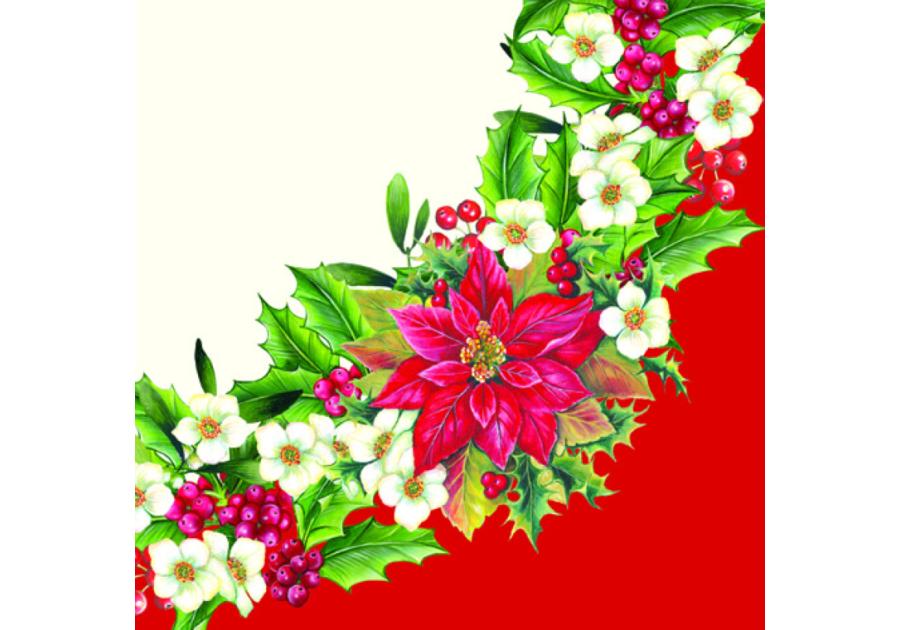 Zdjęcie: Serwetki Tat Bn Wreath with poinsettia red DAJAR