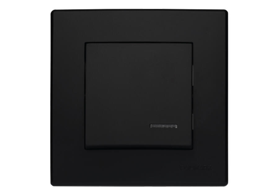 Zdjęcie: Łącznik pojedynczy Milano jednobiegunowy z podświetleniem ŁP-1LS.CZ czarny POLMARK