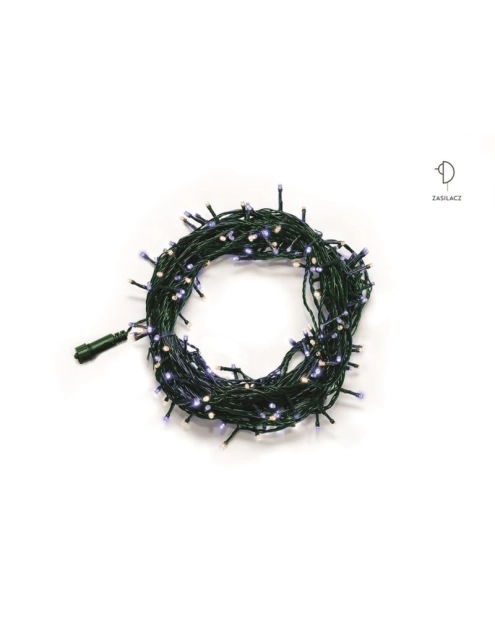 Zdjęcie: Lampki choinkowe LED z dodatkowym gniazdem 9,9 m niebieskie/zimny biały 100 lampek BULINEX