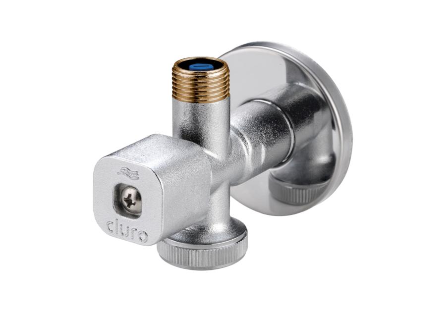 Zdjęcie: Zawór kątowy bis pionowy 1/2"x 3/4"x 3/8" solid DURO