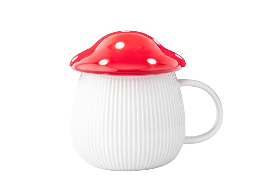Zdjęcie: Kubek Pod kapeluszem 370 ml w kształcie grzybka z czerwoną pokrywką ALTOM DESIGN