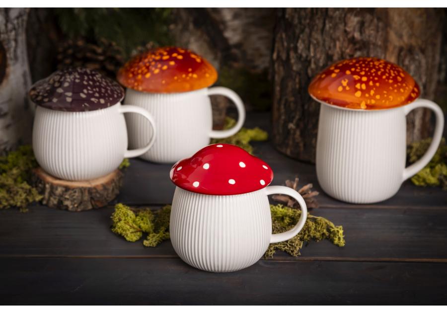 Zdjęcie: Kubek Pod kapeluszem 370 ml w kształcie grzybka z czerwoną pokrywką ALTOM DESIGN