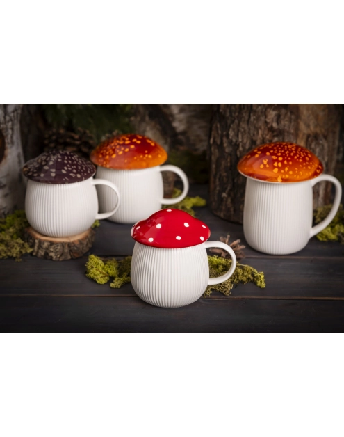 Zdjęcie: Kubek Pod kapeluszem 370 ml w kształcie grzybka z czerwoną pokrywką ALTOM DESIGN