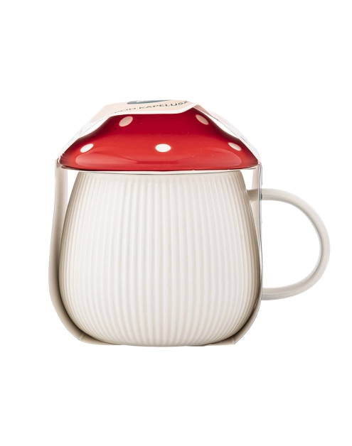 Zdjęcie: Kubek Pod kapeluszem 370 ml w kształcie grzybka z czerwoną pokrywką ALTOM DESIGN
