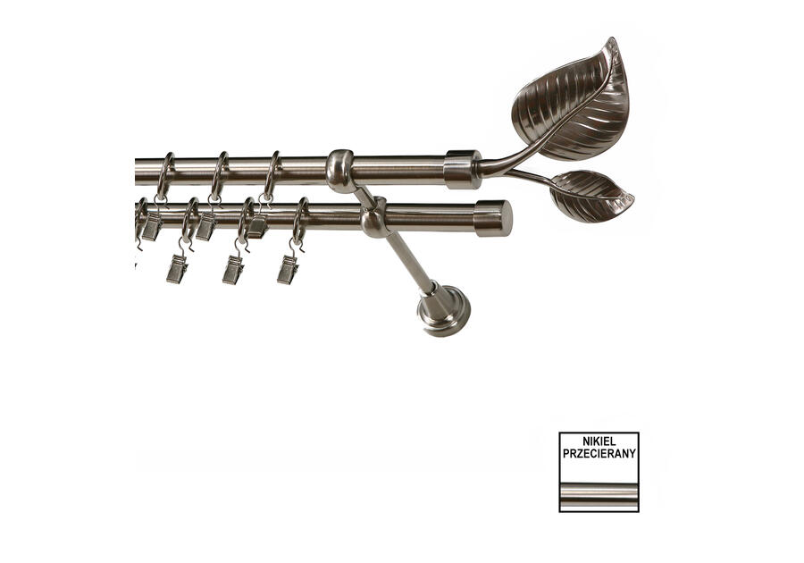 Zdjęcie: Karnisz podwójny Zeus fi 19 mm - 240 cm liść nikiel KARWEL