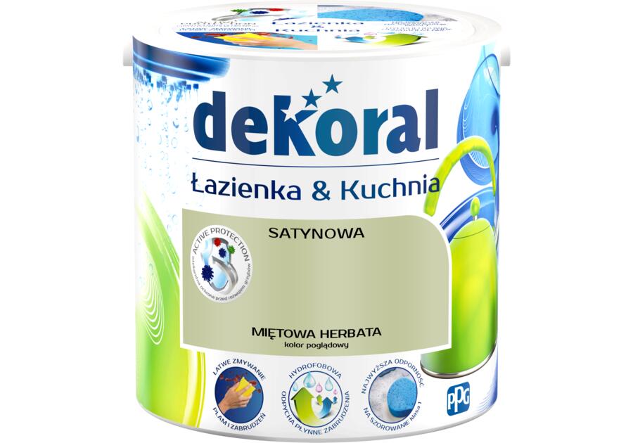 Zdjęcie: Farba do łazienki i kuchni miętowa herbata 2,5 L DEKORAL