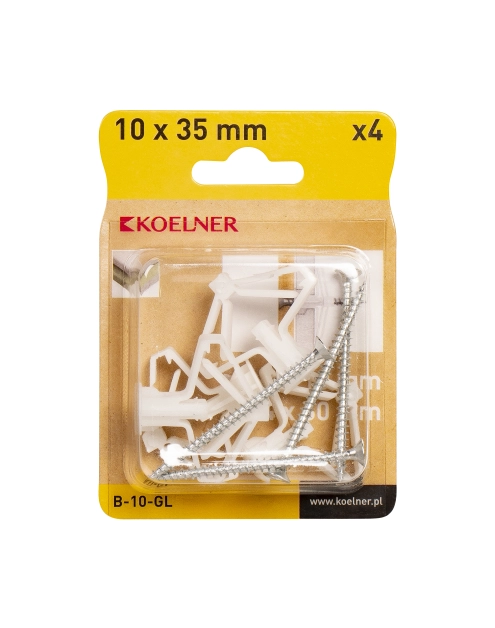 Zdjęcie: Kołek rozporowy fi 10 typu bigips z wkrętem 4 sztuki KOELNER