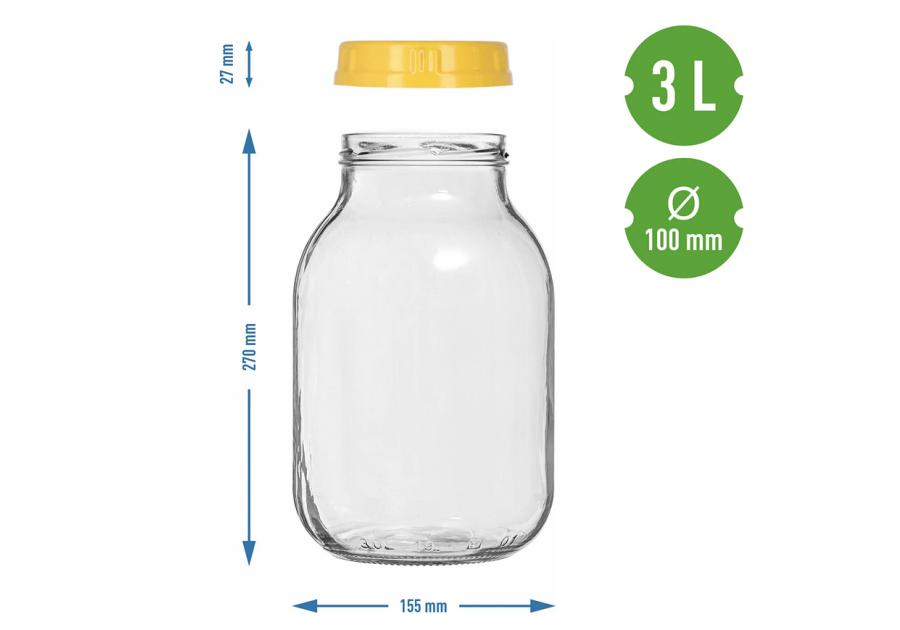 Zdjęcie: Słoiki 3 L z plastikową zakrętką BROWIN