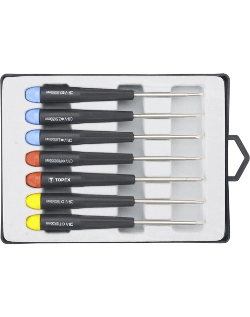Zdjęcie: Wkrętaki precyzyjne, zestaw 7 sztuk TOPEX