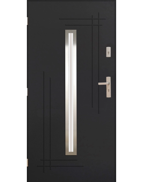 Zdjęcie: Drzwi zewnętrzne alfa antracyt 90l komplet PANTOR