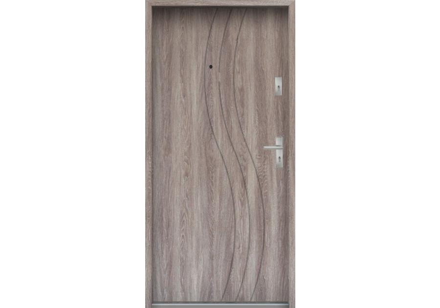 Zdjęcie: Drzwi wejściowe do mieszkań Bastion N-07 Dąb japoński 80 cm (NW) lewe ODP KR CENTER