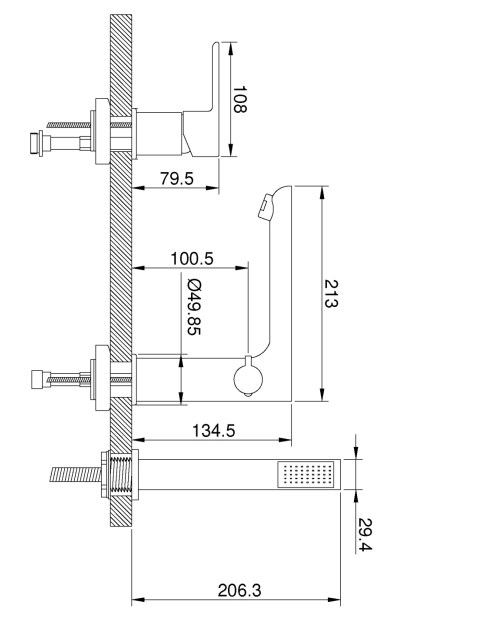 Zdjęcie: Bateria wannowa 3-otworowa Dokos chrom INVENA