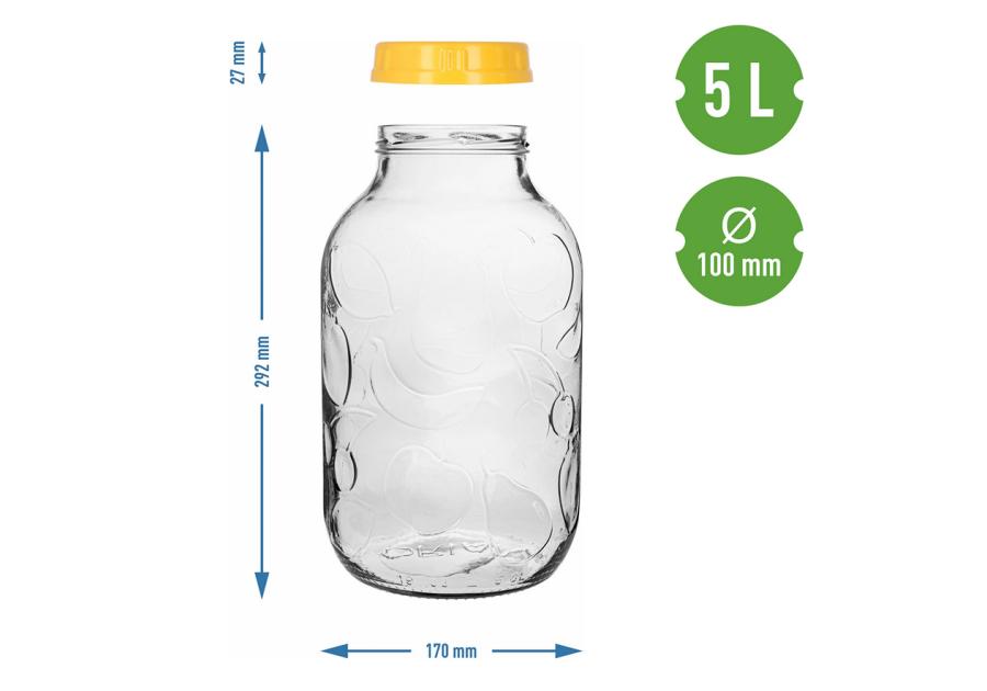 Zdjęcie: Słoiki 5 L z plastikową zakrętką BROWIN