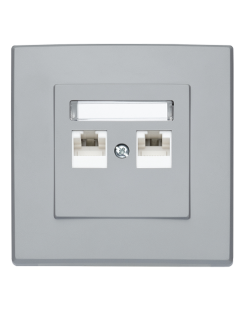 Zdjęcie: Gniazdo komputerowe Milano RJ45 KAT. 5E podwójne popiel POLMARK