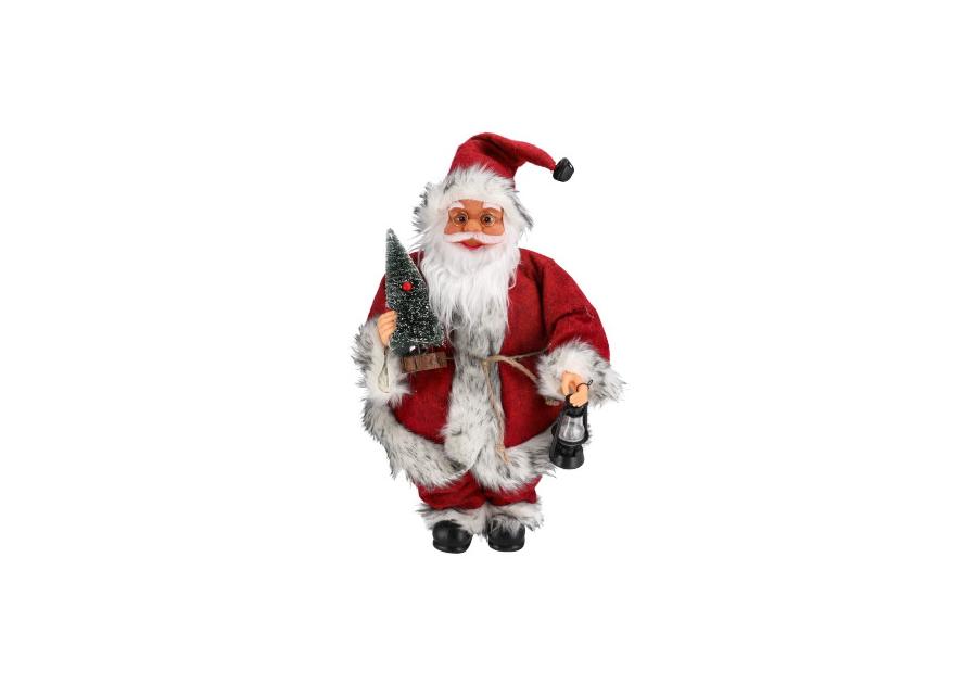 Zdjęcie: Mikołaj z materiału z choinką i latarenką 40 cm czerwony JUMI