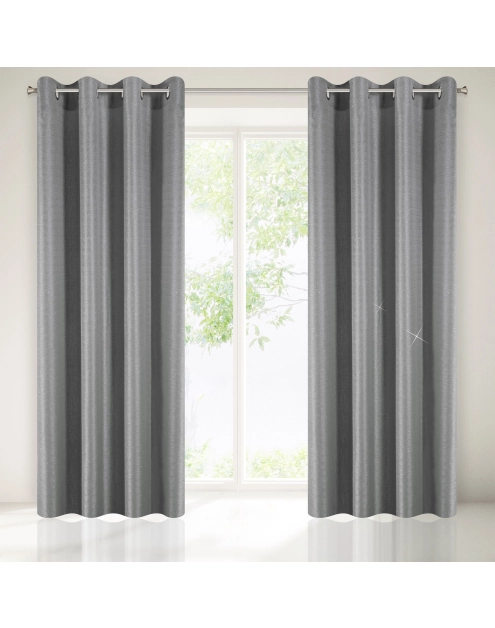 Zdjęcie: Zasłona Carina 140x250 cm srebrna na przelotkach EUROFIRANY