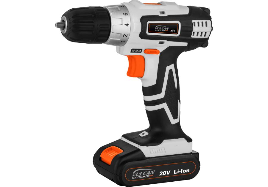 Zdjęcie: Wiertarko-wkrętarka 20 V Li-Ion, 1 akumulator, ładowarka 3h 1bieg VULCAN