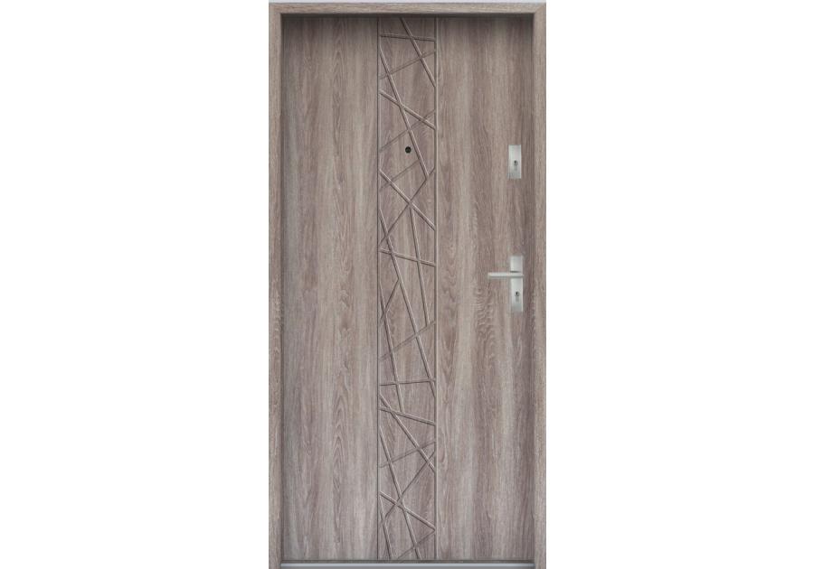 Zdjęcie: Drzwi wejściowe do mieszkań Bastion N-53 Dąb japoński 80 cm lewe ODR KR CENTER