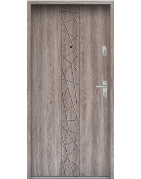 Zdjęcie: Drzwi wejściowe do mieszkań Bastion N-53 Dąb japoński 80 cm lewe ODR KR CENTER
