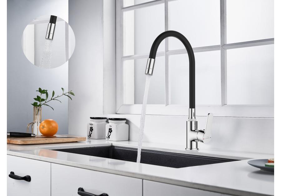 Zdjęcie: Bateria zlewozmywakowa Ksanti chrom-czarna INVENA