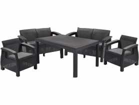 Komplet mebli ogrodowych rattanowych Corfu Fiesta antracyt CURVER