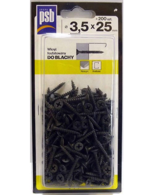 Zdjęcie: Wkręt fosfatowany do blachy 3,5x25 mm - 200 szt. SILA