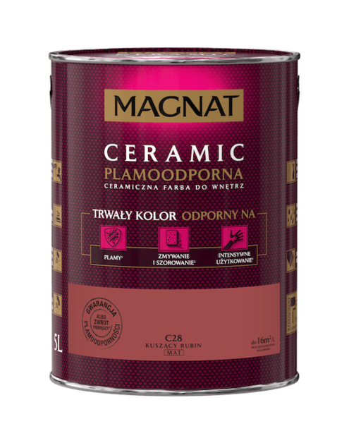 Zdjęcie: Farba ceramiczna 5 L kuszący rubin MAGNAT CERAMIC