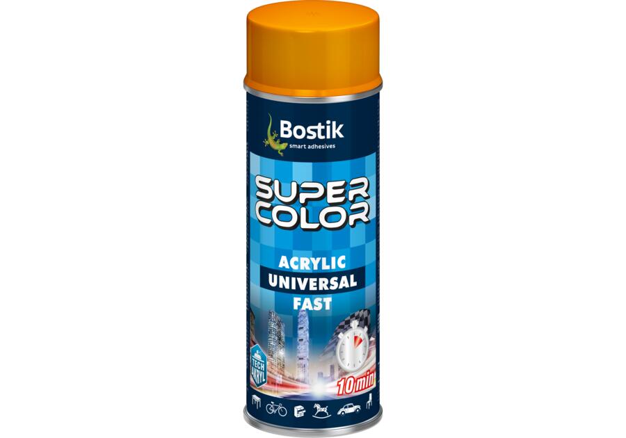 Zdjęcie: Lakier akrylowy ogólnego zastosowania Super Color Acrylic Universal Fast złoty 400 ml BOSTIK