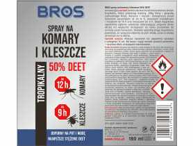 Spray na komary i kleszcze 50% Deet 180 ml BROS