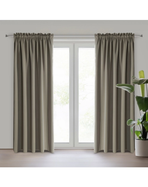 Zdjęcie: Zasłona gotowa Logan na taśmie 135x270 cm ciemnobeżowy EUROFIRANY