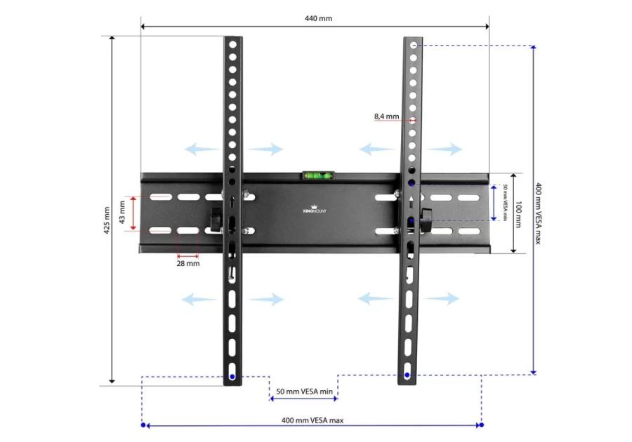 Zdjęcie: Uchwyt do TV 23 - 65 400 x 400 KG-1034 Georgia KING MOUNT