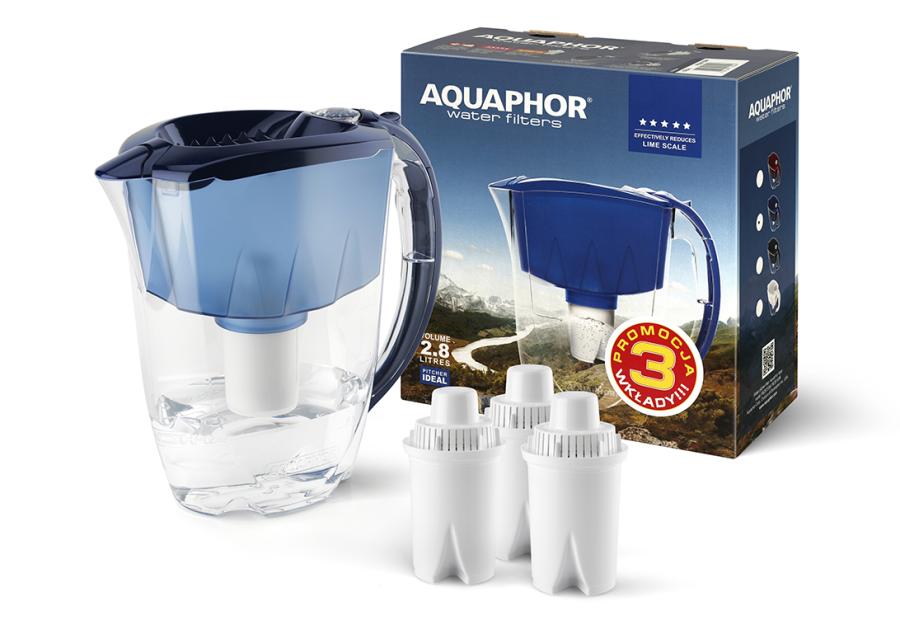 Zdjęcie: Zestaw dzbanek Ideal 2,8 L ze wskaźnikiem + 3 wkłady B15 Standard AQUAPHOR