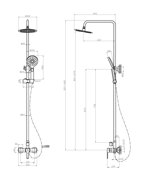 Zdjęcie: Deszczownia z baterią natryskową Fira czarny INVENA