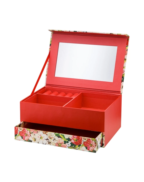 Zdjęcie: Pudełko tekturowe z lusterkiem i szufladką Look 20x14x8 cm kwiaty AMBITION