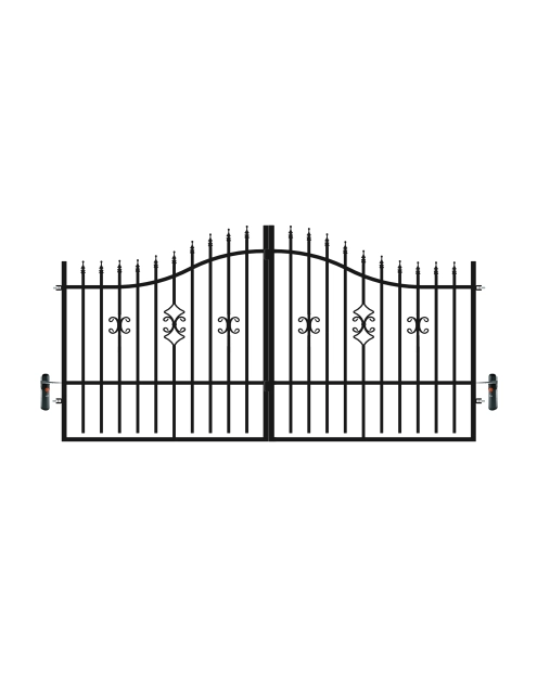 Zdjęcie: Brama dwuskrzydłowa Iga 3,50 m, 1,20-1,50 m, ocynk+ RAL9005 z automatem POLBRAM