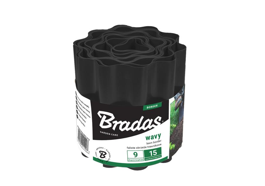 Zdjęcie: Obrzeże faliste trawnikowe 9 m x 15 cm, czarne BRADAS