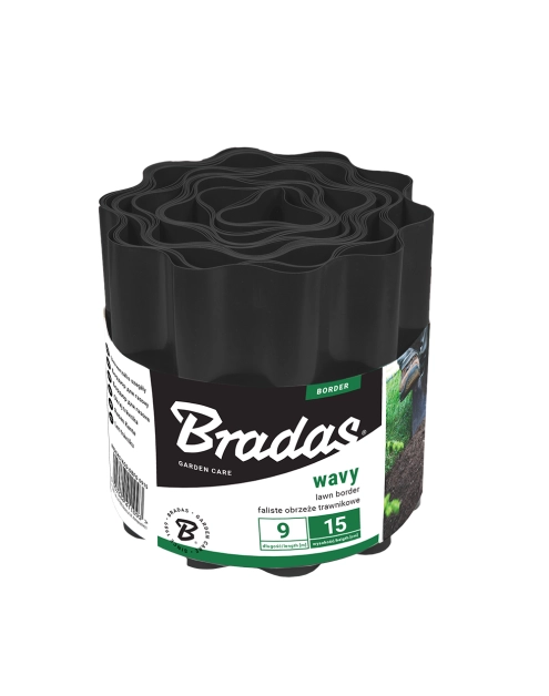 Zdjęcie: Obrzeże faliste trawnikowe 9 m x 15 cm, czarne BRADAS