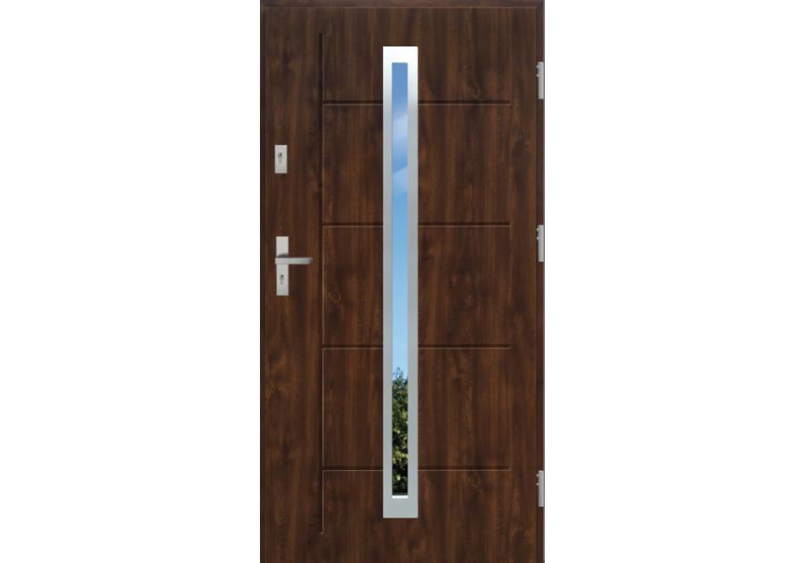 Zdjęcie: Drzwi zewnętrzne stalowo-drewniane Disting Nicolo 11 Orzech 90 cm prawe KR CENTER