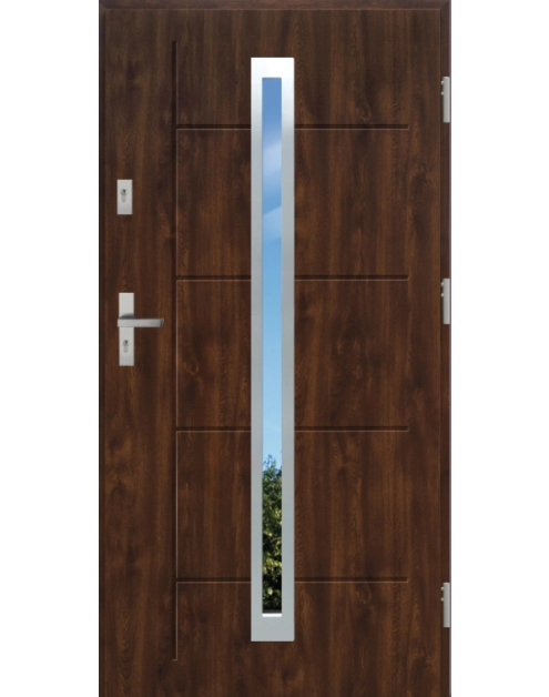 Zdjęcie: Drzwi zewnętrzne stalowo-drewniane Disting Nicolo 11 Orzech 90 cm prawe KR CENTER