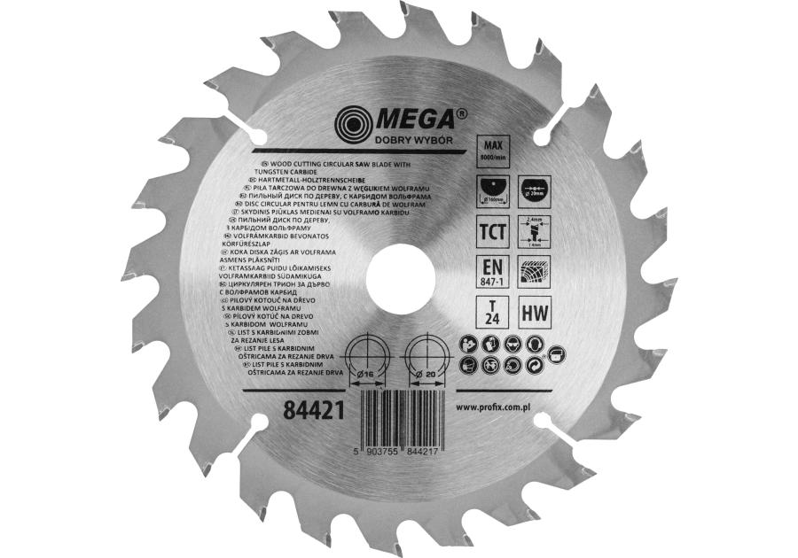Zdjęcie: Piła tarczowa do drewna 160 24T 20/16 mm MEGA