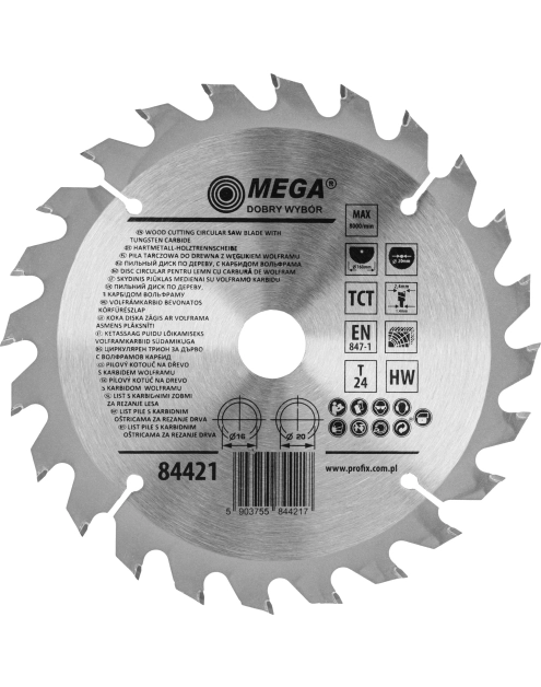 Zdjęcie: Piła tarczowa do drewna 160 24T 20/16 mm MEGA