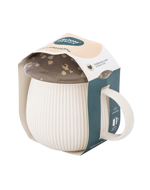 Zdjęcie: Kubek Pod kapeluszem 370 ml w kształcie grzybka z brązową pokrywką ALTOM DESIGN