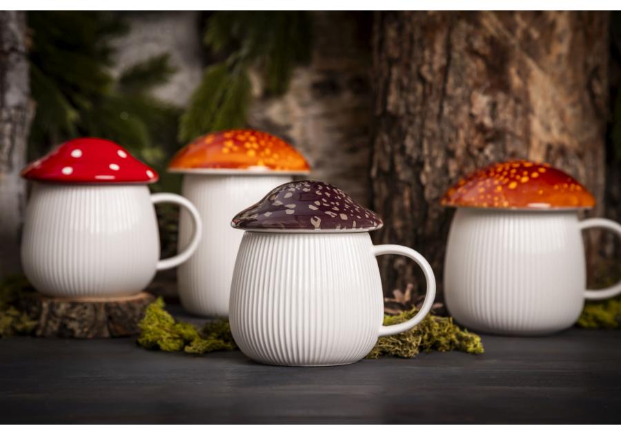 Zdjęcie: Kubek Pod kapeluszem 370 ml w kształcie grzybka z brązową pokrywką ALTOM DESIGN