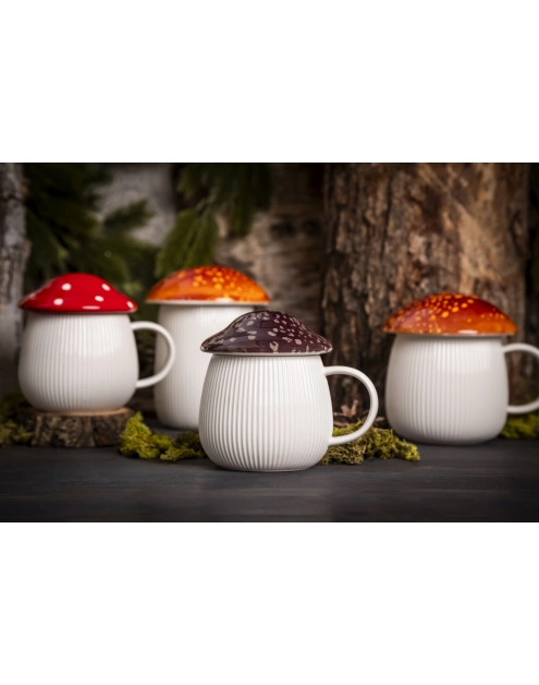 Zdjęcie: Kubek Pod kapeluszem 370 ml w kształcie grzybka z brązową pokrywką ALTOM DESIGN