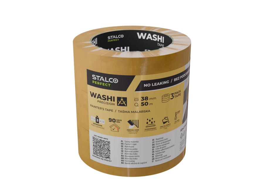 Zdjęcie: Taśma malarska Washi precyzyjna 3-pak 38 mm x 50 m PERFECT