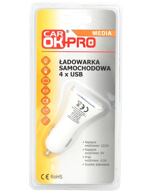 Zdjęcie: Ładowarka samochodowa 4xUSB 4,2 A CAR OK