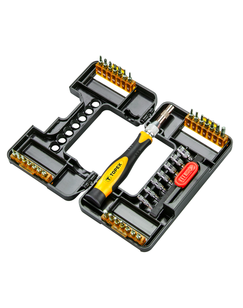 Zdjęcie: Końcówki wkrętakowe precyzyjne z uchwytem, 37 sztuk TOPEX